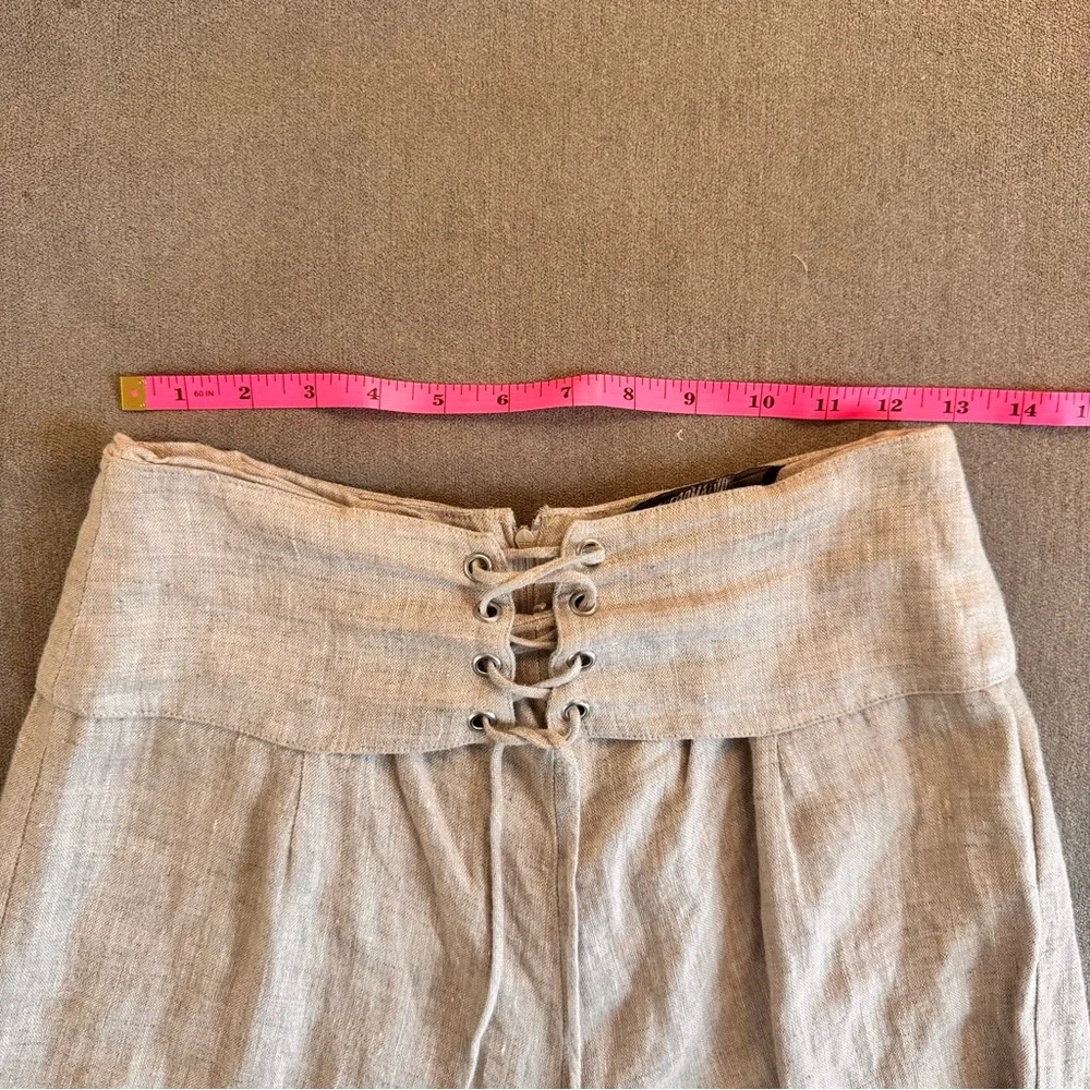 Reformation Early 2000s Lace Up Linen Wide Leg Pants